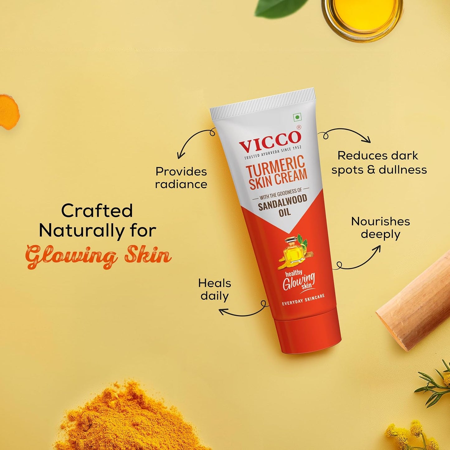 Vicco Turmeric Skin Cream with Goodness of Sandalwood Oil  15gm
