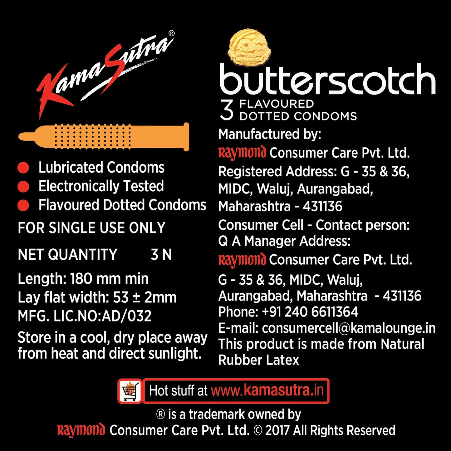 Kamasutra Butterscotch Condoms for Men