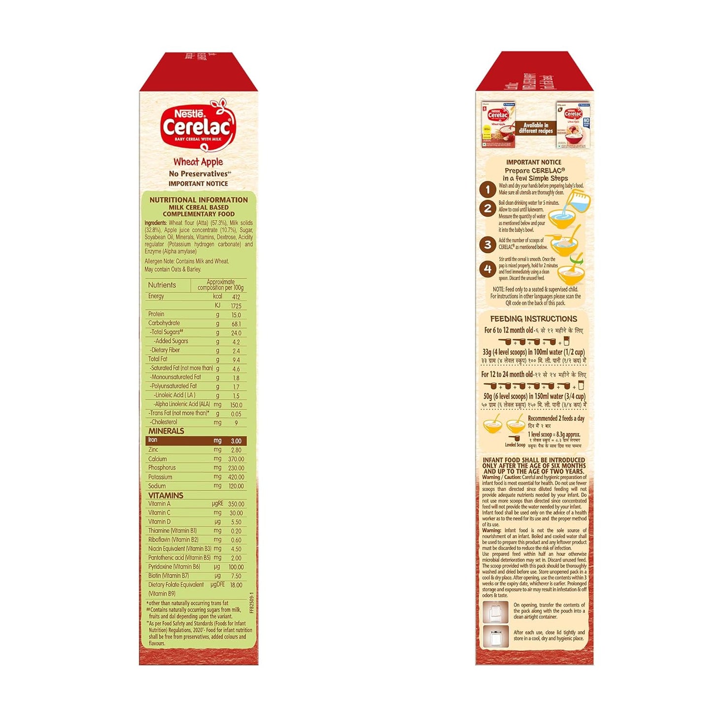 CERELAC Baby Food Cereal | No Preservatives | Wheat Apple for 6 to 24 Months Baby | 300g