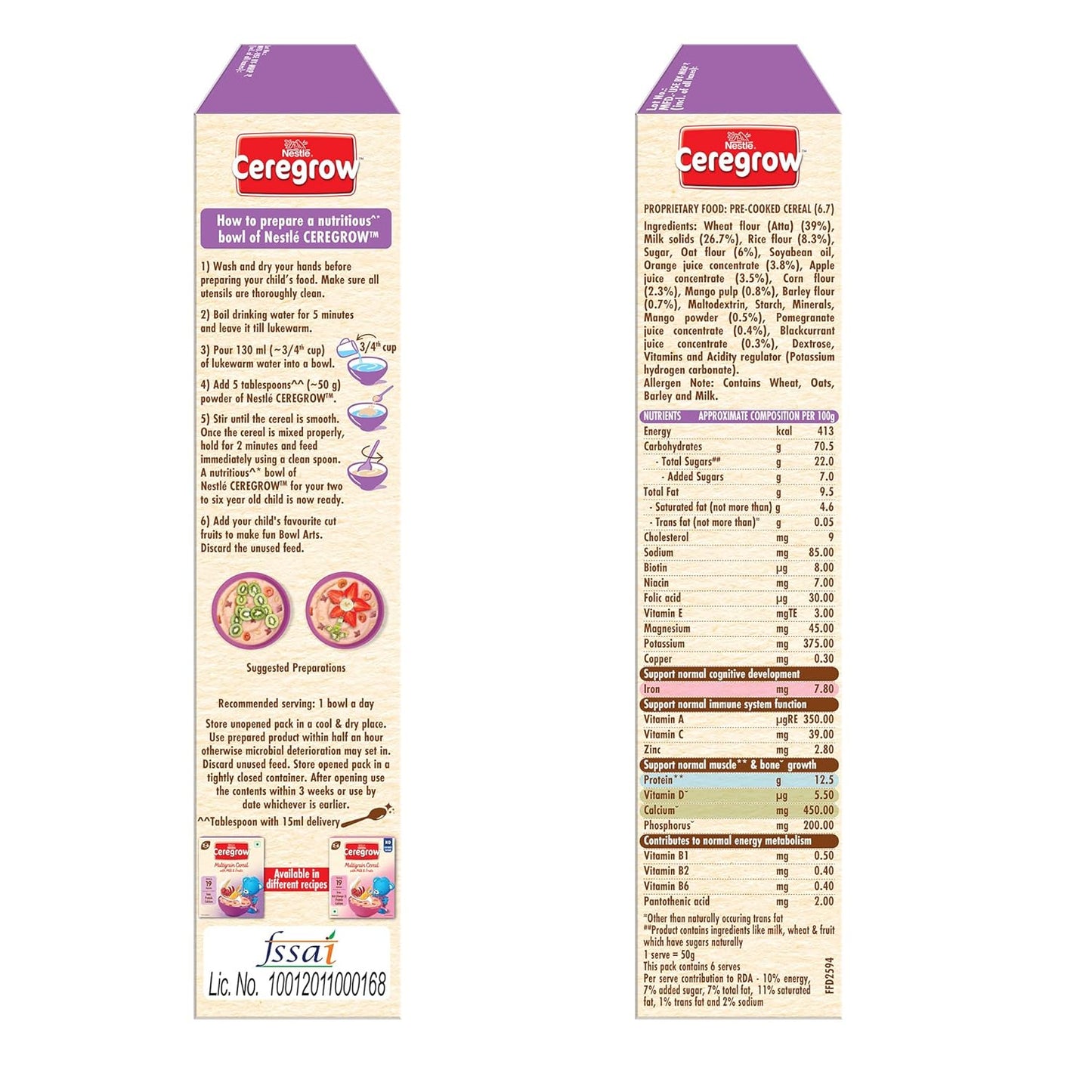 CEREGROW Multigrain Cereal with Milk & Fruits,300g,