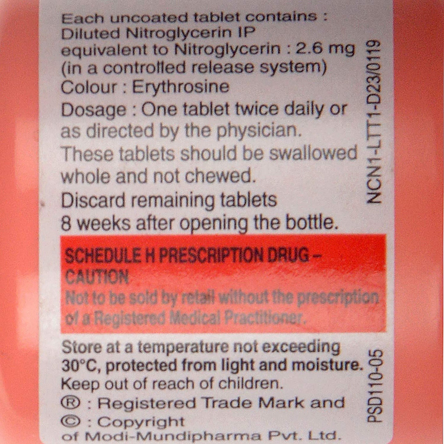 Nitrocontin 2.6 - Bottle of 30 Tablets