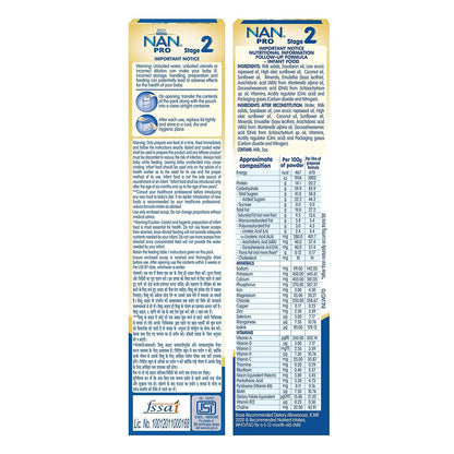 Nestlé NAN PRO 2 Follow-up Formula Powder - After 6 months, Up to 12 months, Stage 2, 400g Pouch in Box