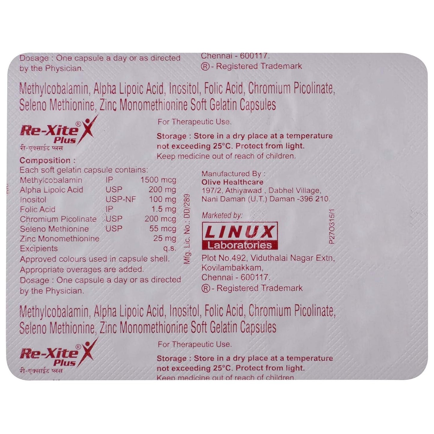 Re-Xite Plus - Strip of 15 Capsules