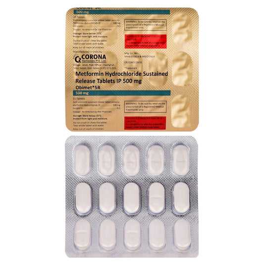 Obimet* SR 500mg - Strip of 15 Tablets