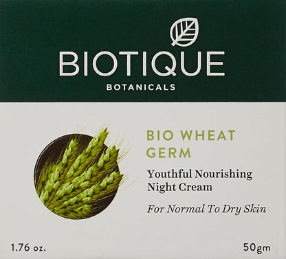 Biotique Wheatgerm Youthful Nourishing Night Cream for Normal to Dry Skin, 50g