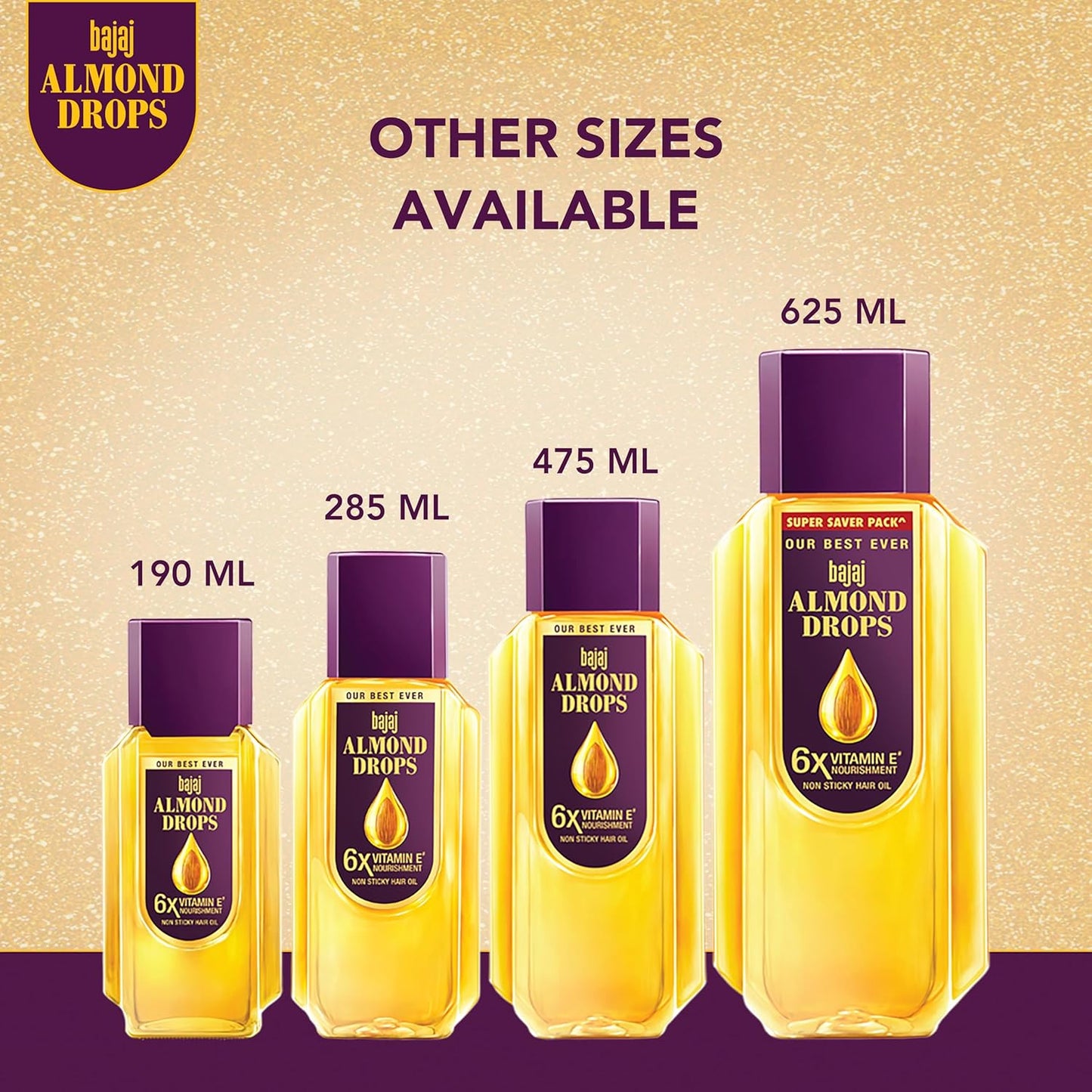 Bajaj Almond Drops Hair Oil, 300ml, 6X Vitamin E, Almond Oil, Light and Non Sticky, Hair Fall Control