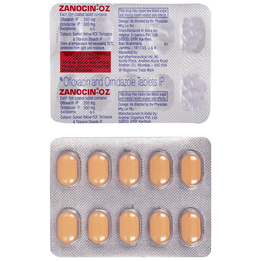 Zanocin OZ - Strip of 10 Tablets