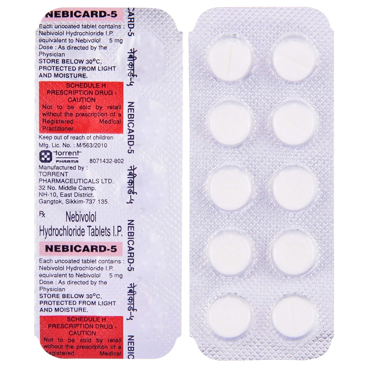 Nebicard 5 - Strip of 10 Tablets