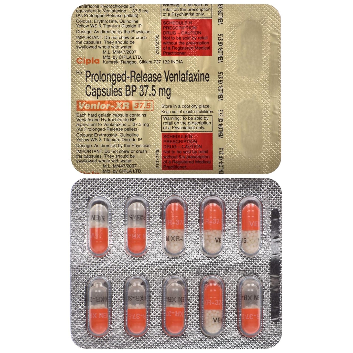Venlor-XR 37.5 - Strip of 10 Capsules