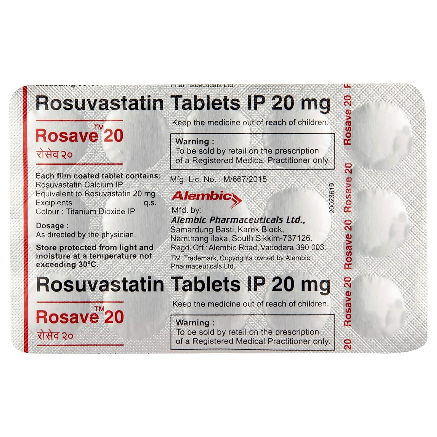 Rosave 20 - Strip of 15 Tablets