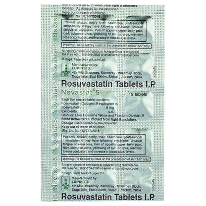Novastat 5 - Strip of 15 Tablets