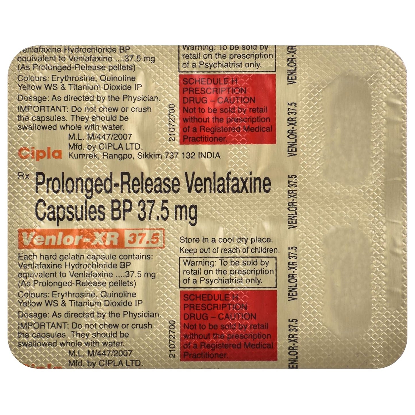 Venlor-XR 37.5 - Strip of 10 Capsules