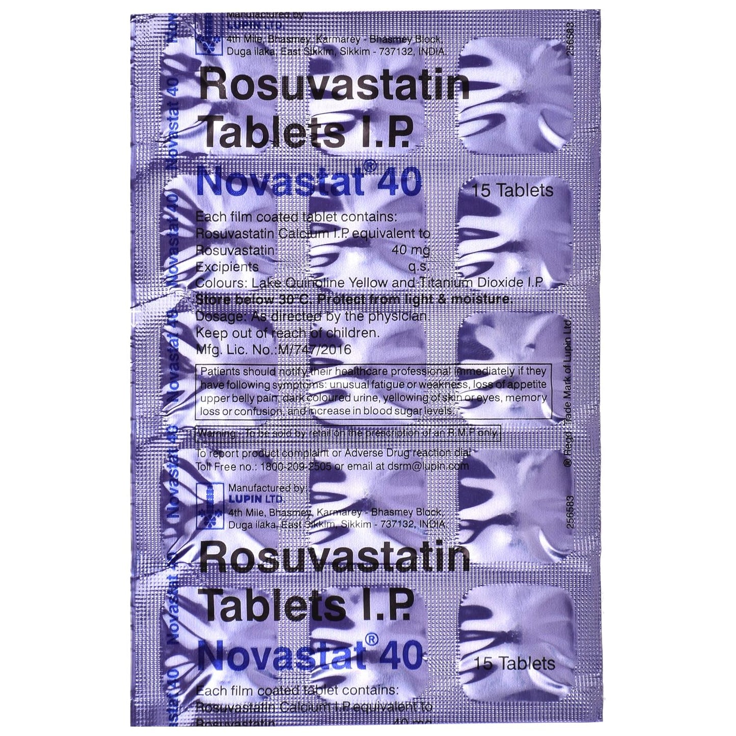 Novastat 40 - Strip of 15 Tablets