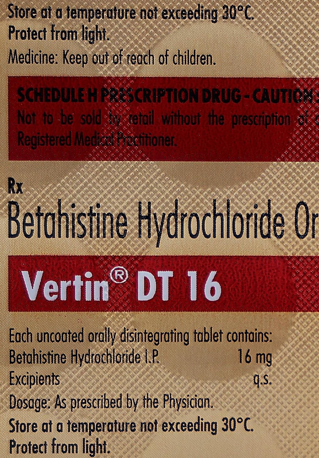 Vertin DT 16 - Strip of 15 Tablets