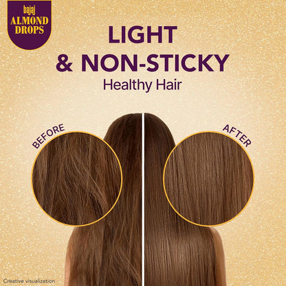 Bajaj Almond Drops Hair Oil, 300ml, 6X Vitamin E, Almond Oil, Light and Non Sticky, Hair Fall Control