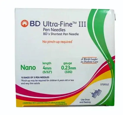 Bd Ultra Fine Pen Needles Easy Flow 32g Packet Of 5 Sterile Needle