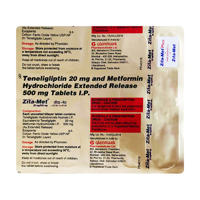 ZITA MET 20/500mg Tablet 15's