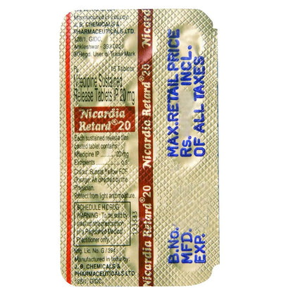 Nicardia Retard 20 Tablet -Strips of 15Tablet