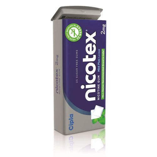 Nicotex 2 mg Mint Plus Sugar Free Chewing Gums (25 Gums)