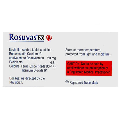 Rosuvas 20 Tablet-Strip of 10Tablets