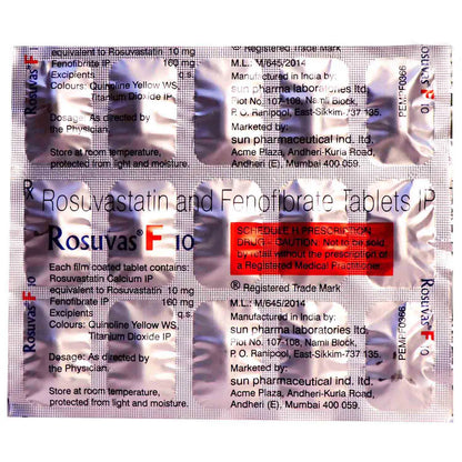 Rosuvas F 10 Tablet-Strip of 15 Tablets