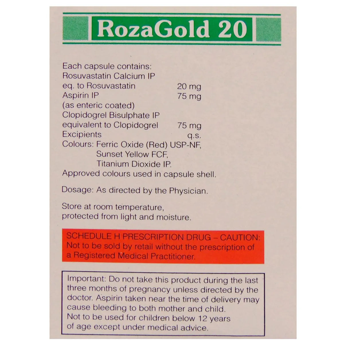 Rozagold 20 Capsule -Strip of 10Tablets