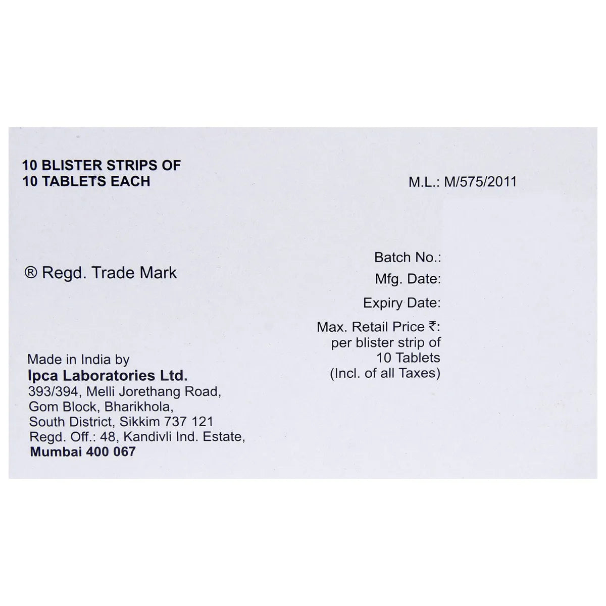 Saaz -DS Tablet DR -Strip of 10Tablets