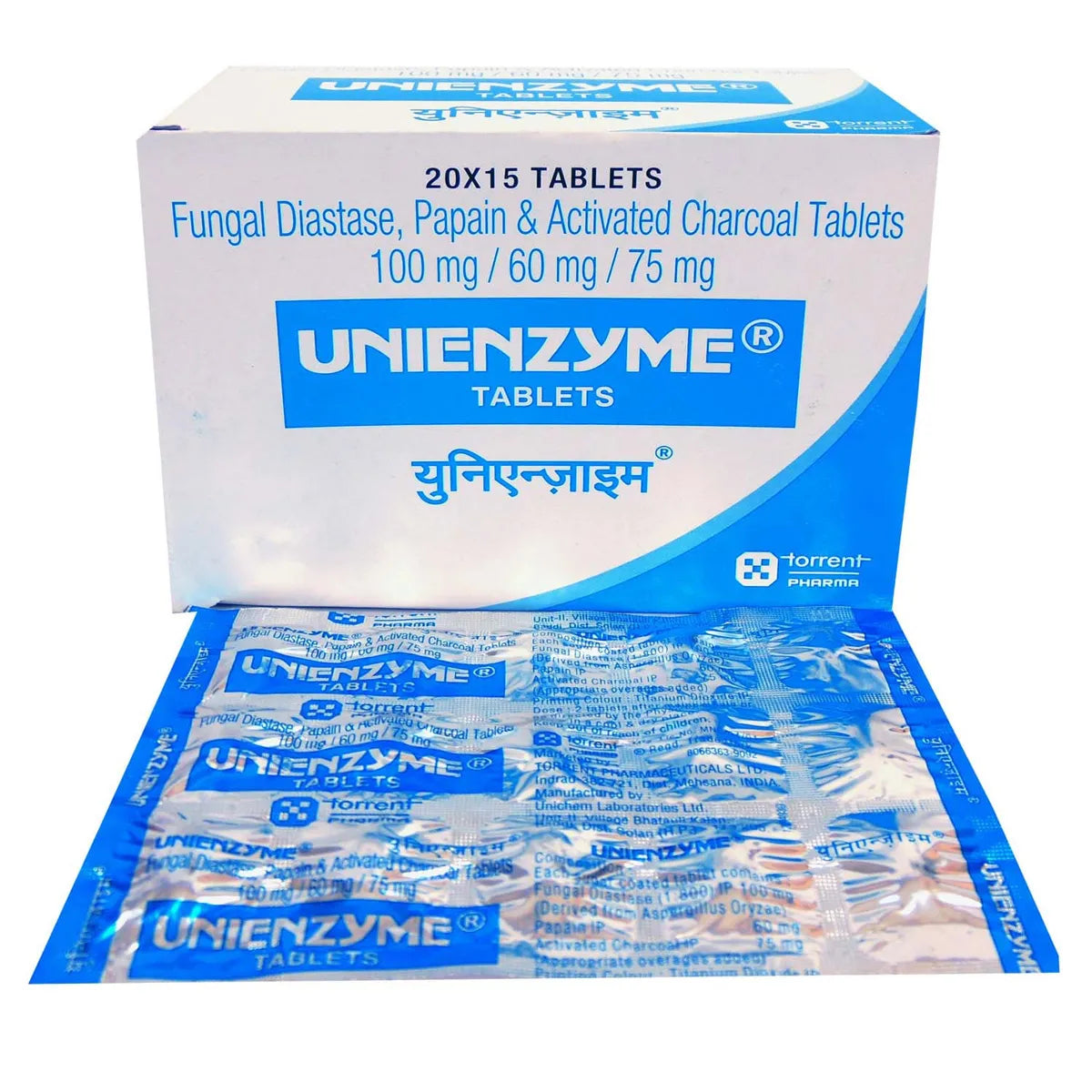 Unienzyme Tablet with Activated Charcoal | For Indigestion, Bloating & Gas | Stomach Care & Liver Care
