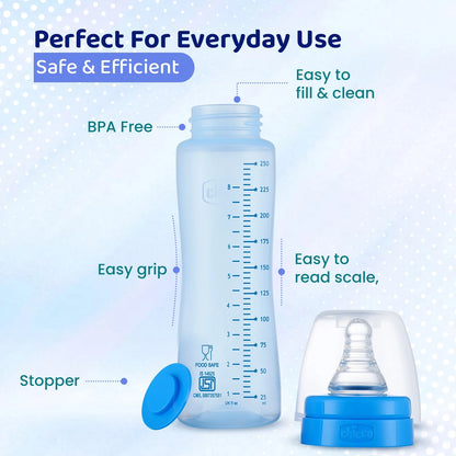 Feed Easy Baby Colored Bottle 250 ml Medium Flow 2M+