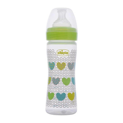 Well Being Medium Flow Baby Bottle 250ml 2M+ Green
