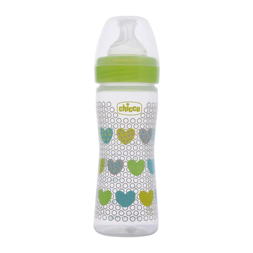Well Being Medium Flow Baby Bottle 250ml 2M+ Green