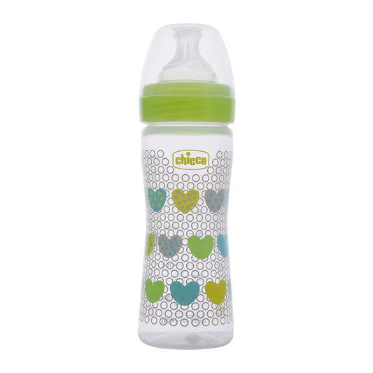 Well Being Medium Flow Baby Bottle 250ml 2M+ Green