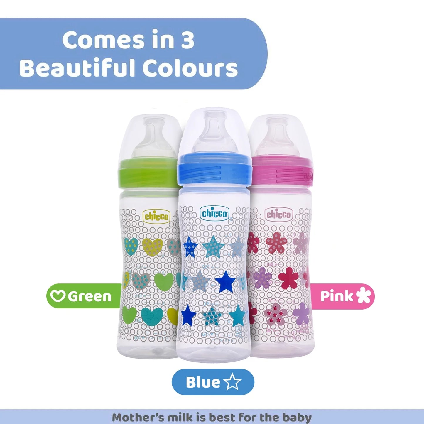 Well Being Medium Flow Baby Bottle 250ml 2M+ Green