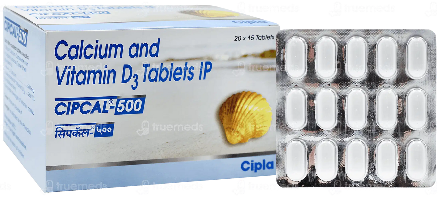 Cipcal 500 Tablet from Cipla | Source of Calcium & Vitamin D | For Bone, Joint and Muscle Care