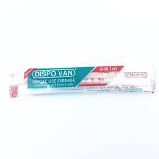 Dispovan single use hypodermic syringe with needle (1ml)