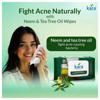 Kara Neem & Tea Tree Oil Refreshing Wipes 25 pcs