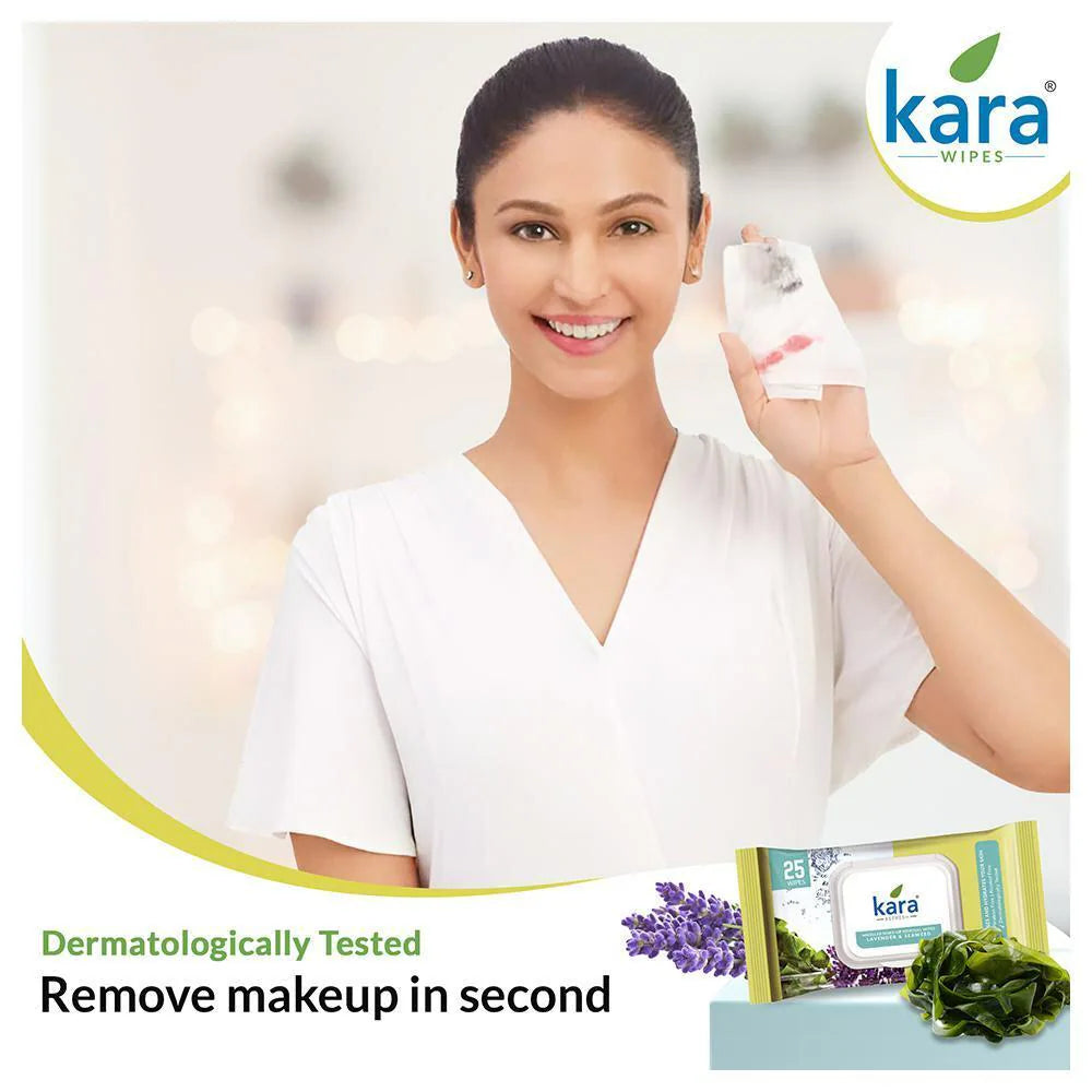 Kara Refresh Lavender & Seaweed Micellar Make Up Removal Wipes 25 pcs
