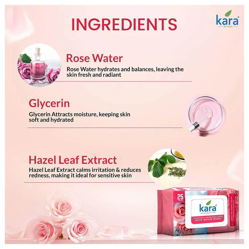 Kara Face Wipes Rose Water 10 Pieces