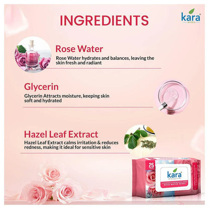 Kara Face Wipes Rose Water 10 Pieces