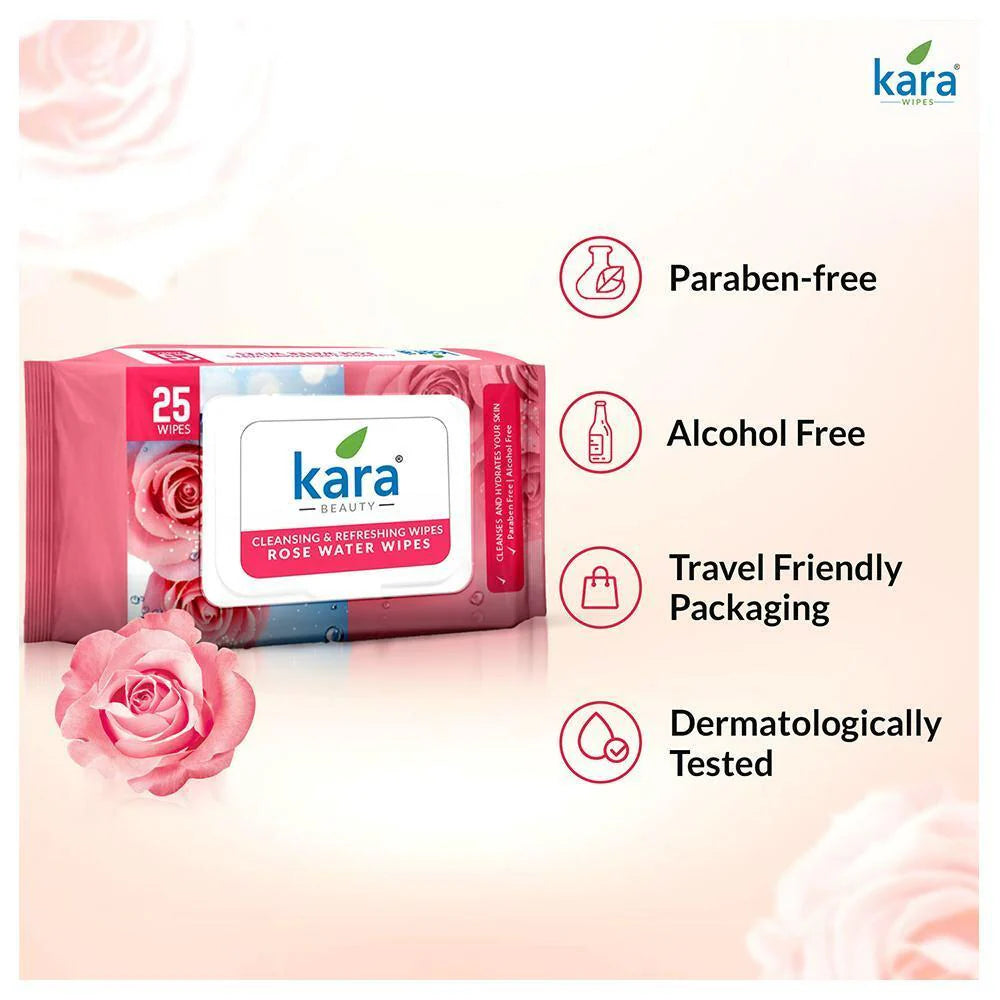 Kara Face Wipes Rose Water 10 Pieces