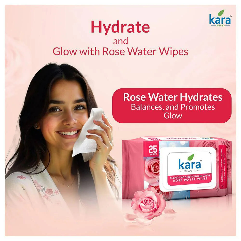 Kara Face Wipes Rose Water 10 Pieces