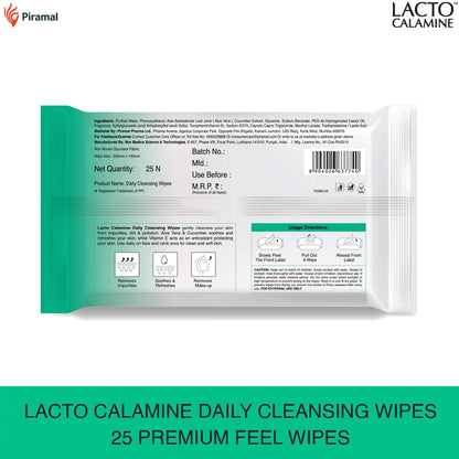 Lacto Calamine Daily Cleansing Face Wipes  25 Wipes
