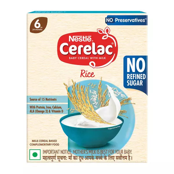 Nestle Cerelac Rice Baby Food Cereal | No Refined Sugar & No Preservatives | 6 To 24 Months | 400 Gm