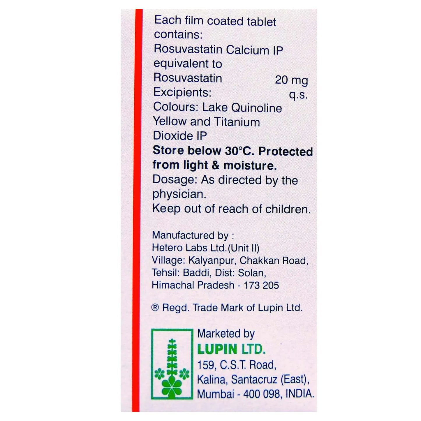 Novastat 20 Tablet -Strips of 15Tablet