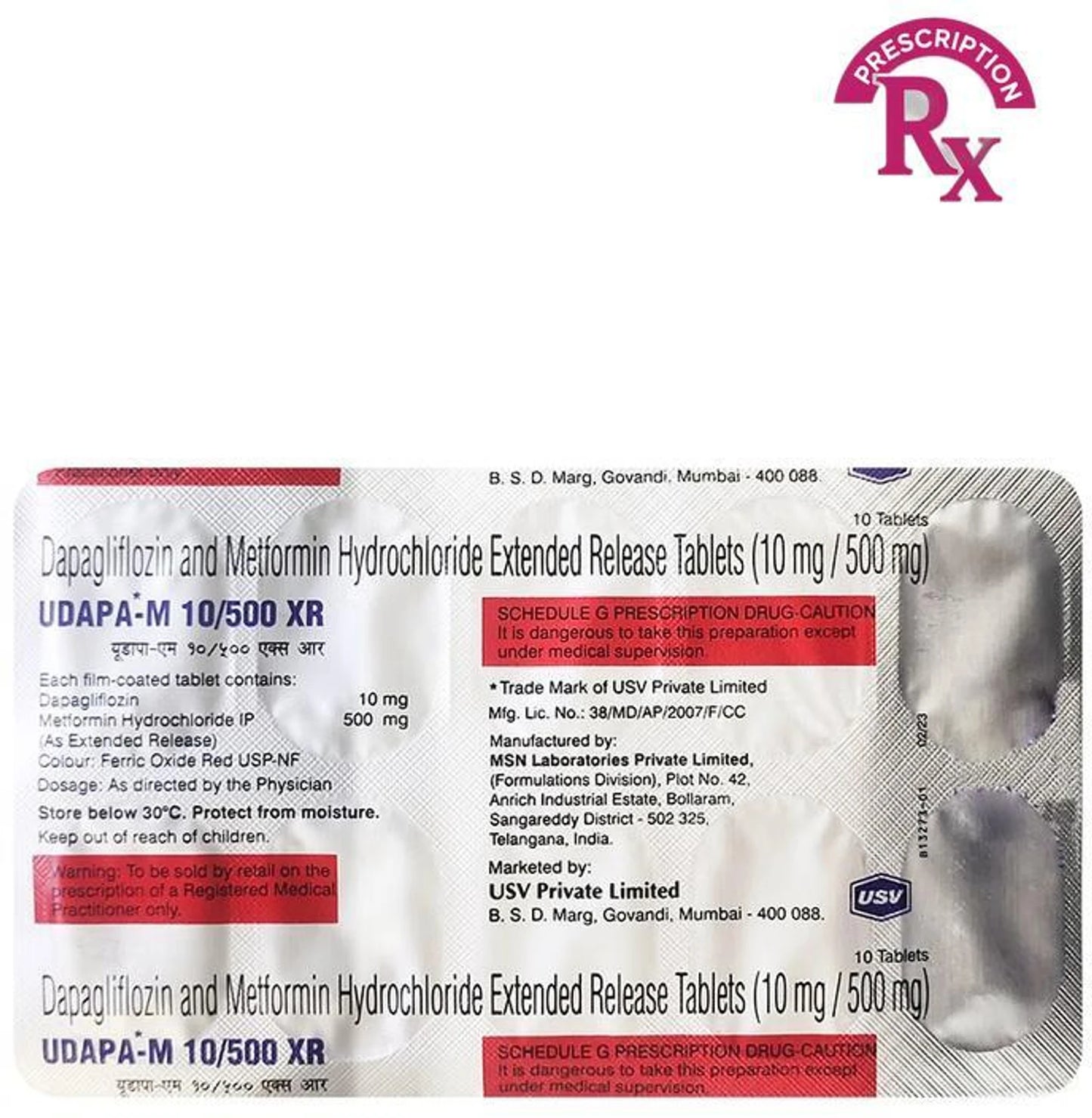 Udapa M 10/500 XR Tablet (10 Tab)