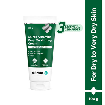 DERMA CO 5% Nia-Ceramide Deep Moisturizing Cream with 5% Niacinamide & 1% Ceramide - 100g