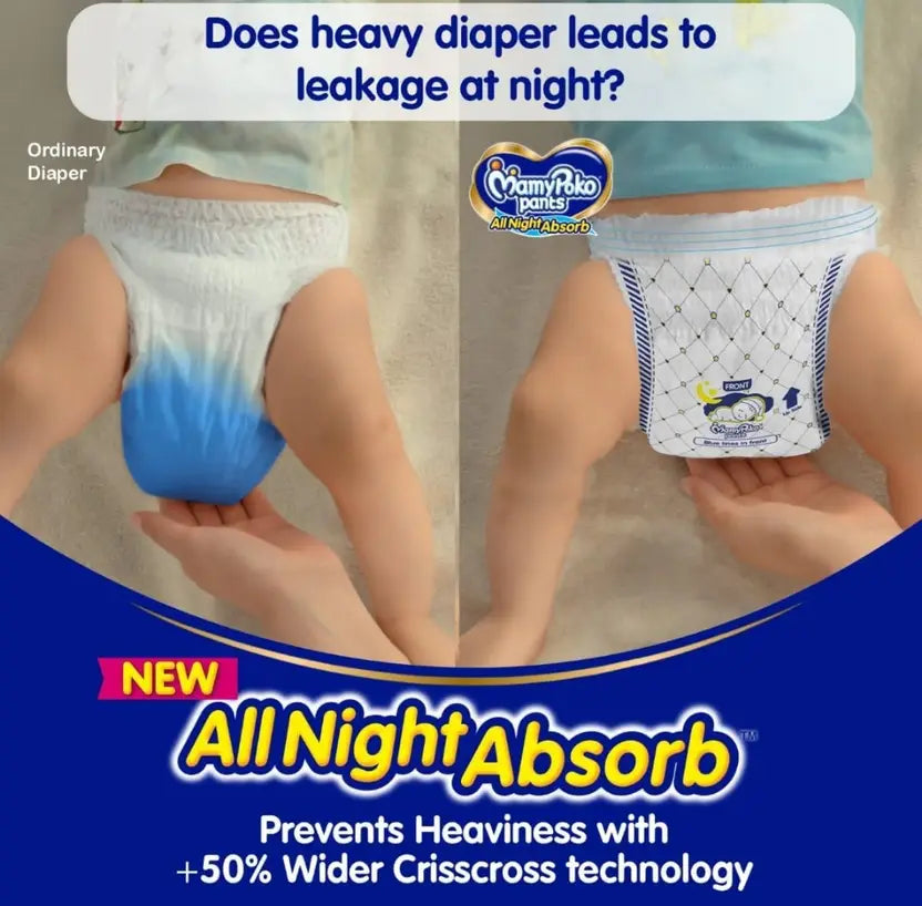 MamyPoko Pants All Night Absorb Baby Diapers, Small (S), 38 Count 4-8 kg - S (38 Pieces)
