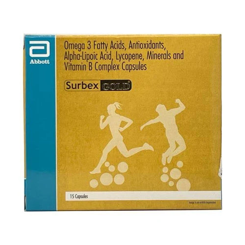 Surbex Gold Capsule with Omega 3 Fatty Acids, Antioxidants, ALA, Lycopene, Minerals and Vitamin-B Complex