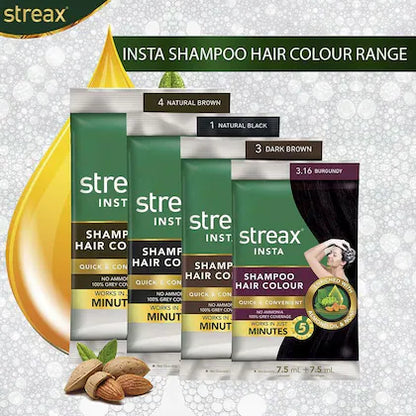 Streax Insta Shampoo Hair Color Natural Brown 15 ml