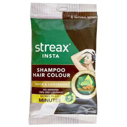 Streax Insta Shampoo Hair Color Natural Brown 15 ml
